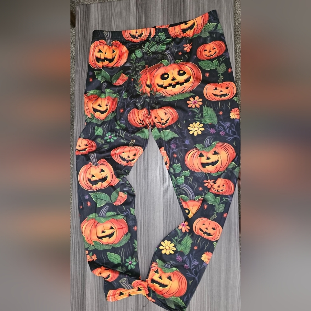 Womens XXL Plus Size Pumpkin Leggings
